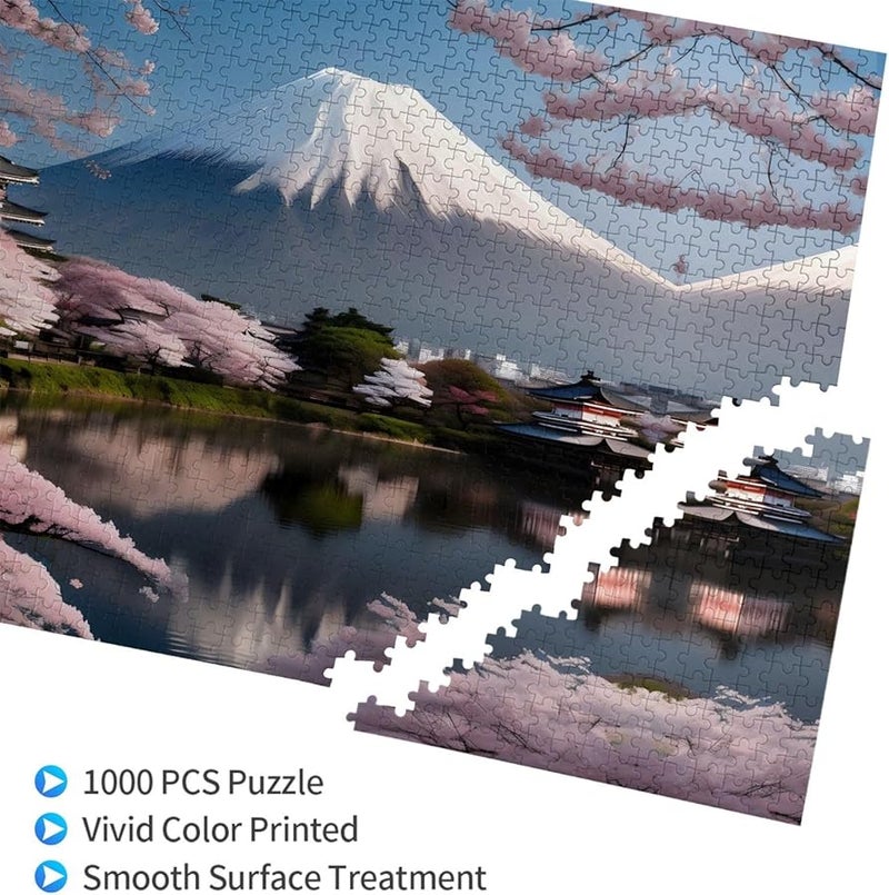 لغز جبل فوجي في أوائل الربيع 1000 قطعة للبالغين ديكور المنزل 29.5 × 19.7 بوصة - Image 2